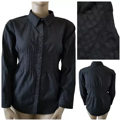Buy MONROE & MAIN Pin Tuck Pleat Waist Button-Up Lace Long Sleeve Shirt 22W Black • 19.27£