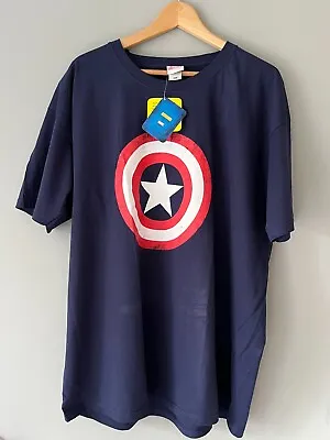 Buy Avengers Captain America T-Shirt Mens Size 2XL Navy XXL • 7.99£