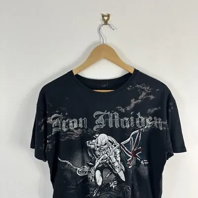 Buy Women's Vintage Iron Maiden Tie Dye 2000's Metal Graphic Black Large T-Shirt • 25£