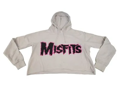 Buy Misfits Pullover White Crop Hoodie Sweatshirt Long Sleeve Size Xl Lady Cropped • 15.12£