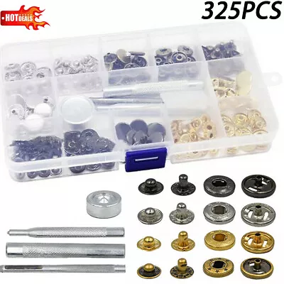 Buy 325PCS Heavy Duty Snap Fasteners Press Stud Kit Poppers Leather Button Tool GB • 10.99£