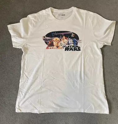 Buy Mens Star Wars T-Shirt In White With Retro Style Star Wars Graphic Uniqlo • 9.49£