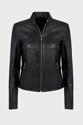Buy Ladies Real Leather Biker Jacket Classic Biker Fashion Womens Black Jacket • 94.99£