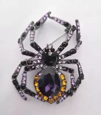 Buy Spider Brooch Purple Rhinestones Goth Jewellery Gift Broach Vintage Inspired • 4.99£