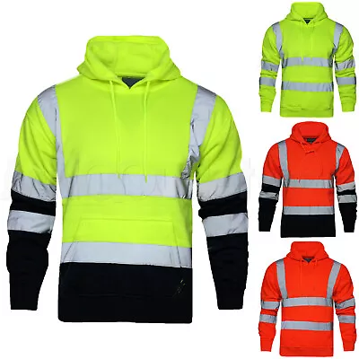 Buy Hi Viz Vis Hoodie High Visibility Workwear Pullover Sweatshirt Reflective Jacket • 19.95£