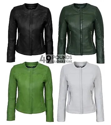 Buy Ladies  Stylish Fashion Designer Soft Real Napa Leather Jacket 5328 • 41.65£
