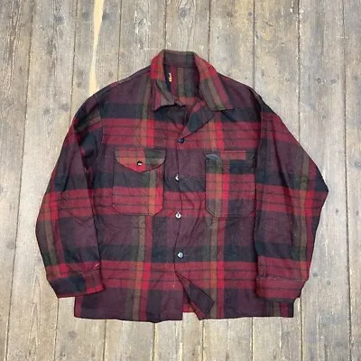 Buy Pendleton Over Shirt Check Wool Vintage Checkered Jacket, Red, Mens XL • 50£