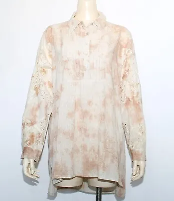 Buy NWT Layerz Clothing Beige Cotton Blend Peasant Tunic Lace Long Sleeve Size XL • 17.74£