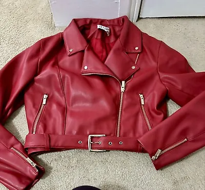 Buy Red Cropped Leather Jacket Women’s Size Medium. Celeb Boutique. • 30£