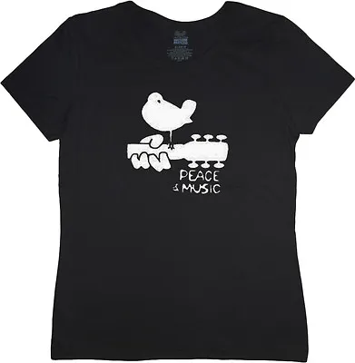 Buy Ladies T-shirt Woodstock Peace And Music Guitar Women's Size Tee Shirt  • 10.35£