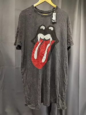 Buy Boohoo Oversized Rolling Stones License Wash T-shirt - Grey 14 • 12.99£