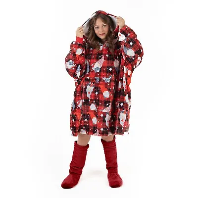 Buy Oversized Hoodie Blanket Gonks Tartan Check Red Black Sherpa Teddy Thermal Warm • 21.95£