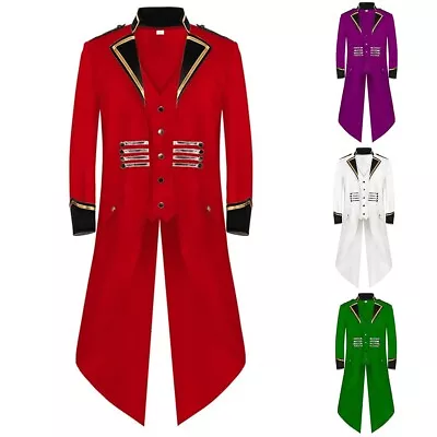 Buy Cosplay Tailcoat Mans Outfit Victorian Tuxedo Swallow Tail Jacket Trench Coat • 14.62£