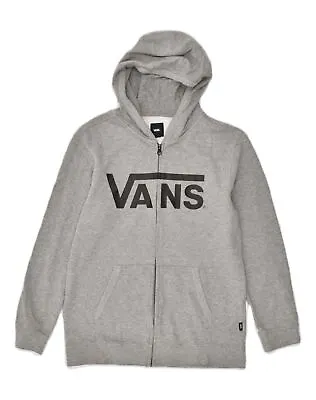 Buy VANS Boys Graphic Zip Hoodie Sweater 15-16 Years XL Grey Cotton AP63 • 12.96£