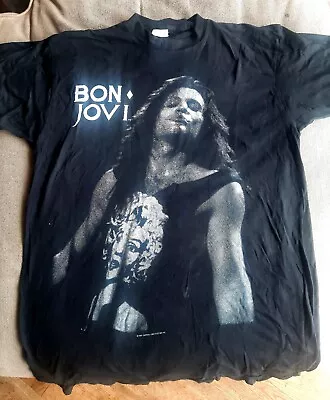 Buy Vintage BON JOVI 1990 Tour T Shirt Hammersmith XL/L Rock Metal Rare • 75£