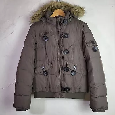 Buy Trespass Mens Large Down Insulated Bomber Jacket Puffer Brown Hooded Padded • 24.69£