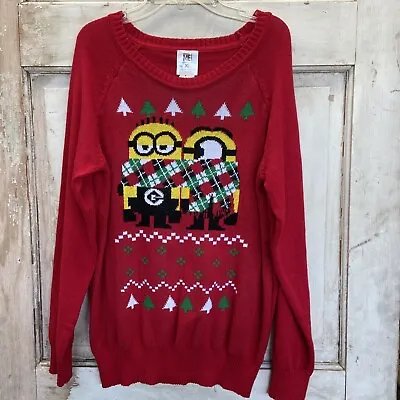Buy Christmas Minion Sweater Womens Large Despicable Me Red Scarf Party • 23.67£