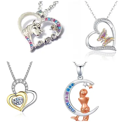 Buy Silver Pated Jewellery Heart Butterfly Mermaid Necklace Pendants Gift Jewellery • 3.99£