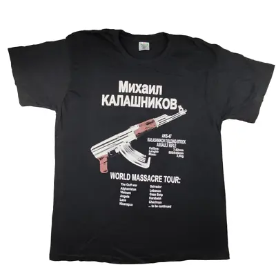 Buy Keya AK 47 World Massacre Tour Graphic T Shirt Size M Black Short Sleeve • 39.99£