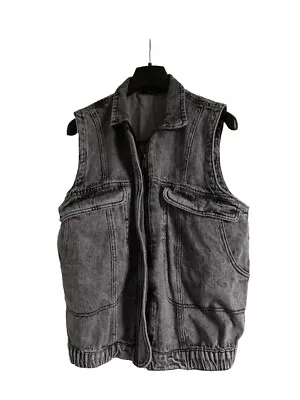 Buy Denim Vest Jacket Save Rock & Roll Your Black Grey M 12-14yrs  • 14.99£