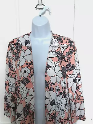 Buy Zara Ladies Shawl Jacket With Pockets And Fringe Bottom Fit Uk 12 Peach White Bl • 11.95£
