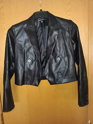 Buy Women's Size Small,  Catherine Malandrino Black Faux Leather Jacket • 14.82£