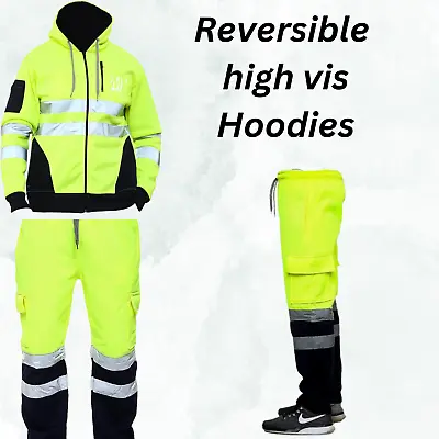 Buy Soft High Vis Green Hoodie For Men And Comfortable Hi Vis Jumper Jacket For Men • 17.97£