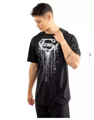 Buy DC Comics Superman Paint Logo Mens T-shirt Black Size XL • 14£