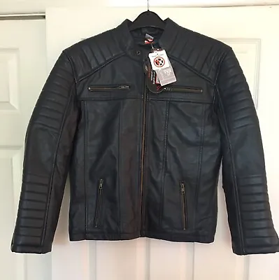 Buy TEXPEED Mens Leather Casual Biker Jacket Motorcycle  NEW With TAGS Navy • 37.50£