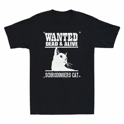 Buy Alive Cat Style Men's Cat Retro Cotton Dead & T-Shirt Black Schrodinger's Wanted • 14.99£