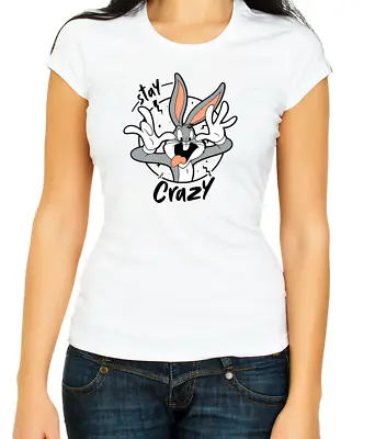 Buy Stay Crazy Bugs Bunny Rabbit W/B  Women's 3/4 Short Sleeve T-Shirt G010 • 10.51£