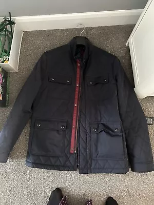Buy Mens Ted Baker Quilted Blue Jacket  Size 4 Large VGC • 18.20£