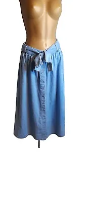 Buy CREW Clothing Jane Button Up  Denim Tie Belt Midi Skirt 16 Boho Gypsy  • 19.99£