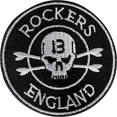 Buy Rockers England Skull Lucky Number 13 Patch Iron Sew On Black Embroidered Badge • 2.79£