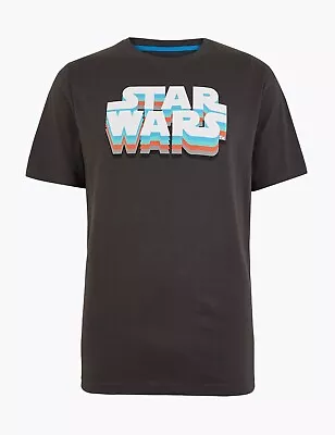 Buy M&s Collection Mens Unisex Pure Cotton Star Wars Logo T Shirt Merch Bnwt Small S • 17.50£
