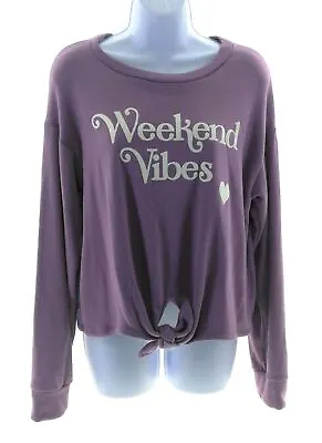 Buy Queen Bees Womens Purple Weekend Vibes Long Sleeve Sweatshirt Casual Size Medium • 14.39£