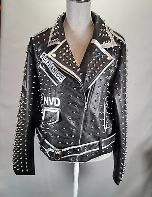 Buy For Her NYC She's Bossy Faux Leather Designer Belted Moto Jacket Size 1X  Black • 113.67£