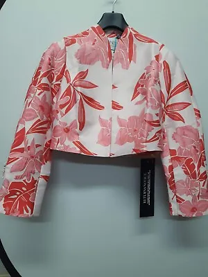 Buy ONE By Kaleidoscope Women's  12 Floral Jacquard Bolero Jacket Pink White Red X81 • 9£