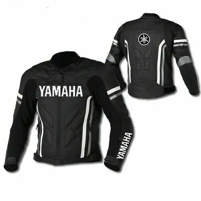 Buy Yamaha Black Motorbike Removable Armoured Protection Cowhide Leather Jacket • 149.99£