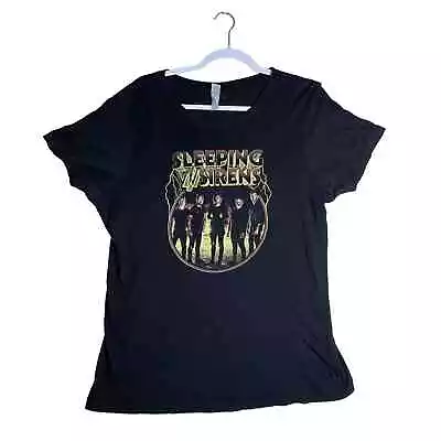 Buy Sleeping With Sirens Womens Graphic Tee Black T-Shirt Short Sleeve Sz 2XL • 14.17£