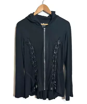 Buy Royal Bones Daang Goodman Womens Zip Up Lace Hoodie Jacket L Black Goth • 37.79£