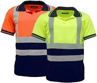 Buy Hi Vis Polo Two Tone T Shirts Safety Security Hi Viz Work Security Safety Top • 11.99£