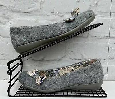 Buy Hotter Adore Full Slippers Shoes Comfort Floral Bow Grey Flats Size 4 • 14.99£