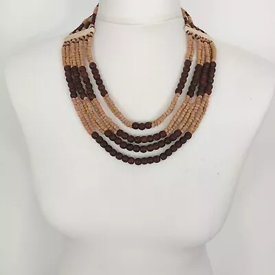 Buy Vintage Unusual Multi Strand Necklace Carved Style Details Tribal Ethnic Boho • 6.99£