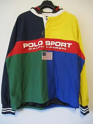 Buy Polo Sport Ralph Lauren Jacket Mens Large Colourblock Patch USA Flag Hooded • 124.95£