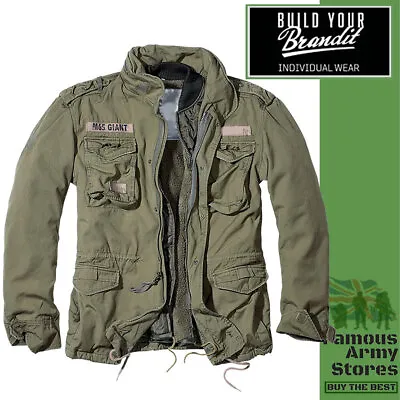 Buy Brandit Giant M65 Jacket Mens Field Military Army Coat With Liner Olive Green • 104.99£