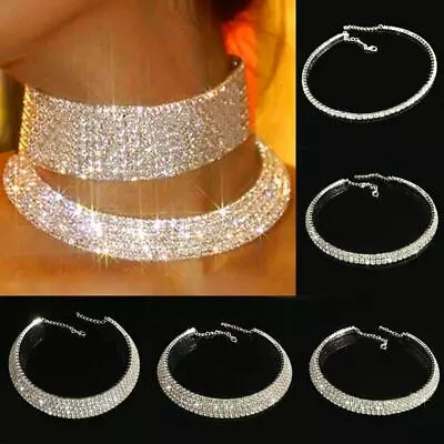 Buy Dazzling Crystal Choker Necklace Wedding Jewelry For Women • 6.42£
