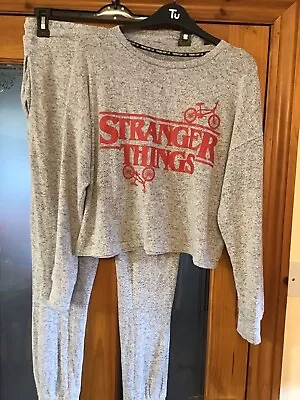 Buy Stranger Things Pyjama Loungewear Set Size M 12-14  Netflix Grey Two Piece • 7.99£