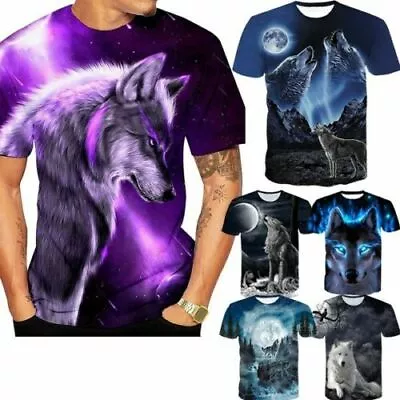 Buy Womens/Mens Animal Wolf 3D Print Casual T-Shirt Short Sleeve Tops Tee S-7XL • 10.79£