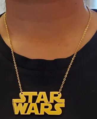 Buy 3D Gold Star Wars Logo Pendant Necklace Science Fiction 70s Retro Fantasy Old UK • 5.99£